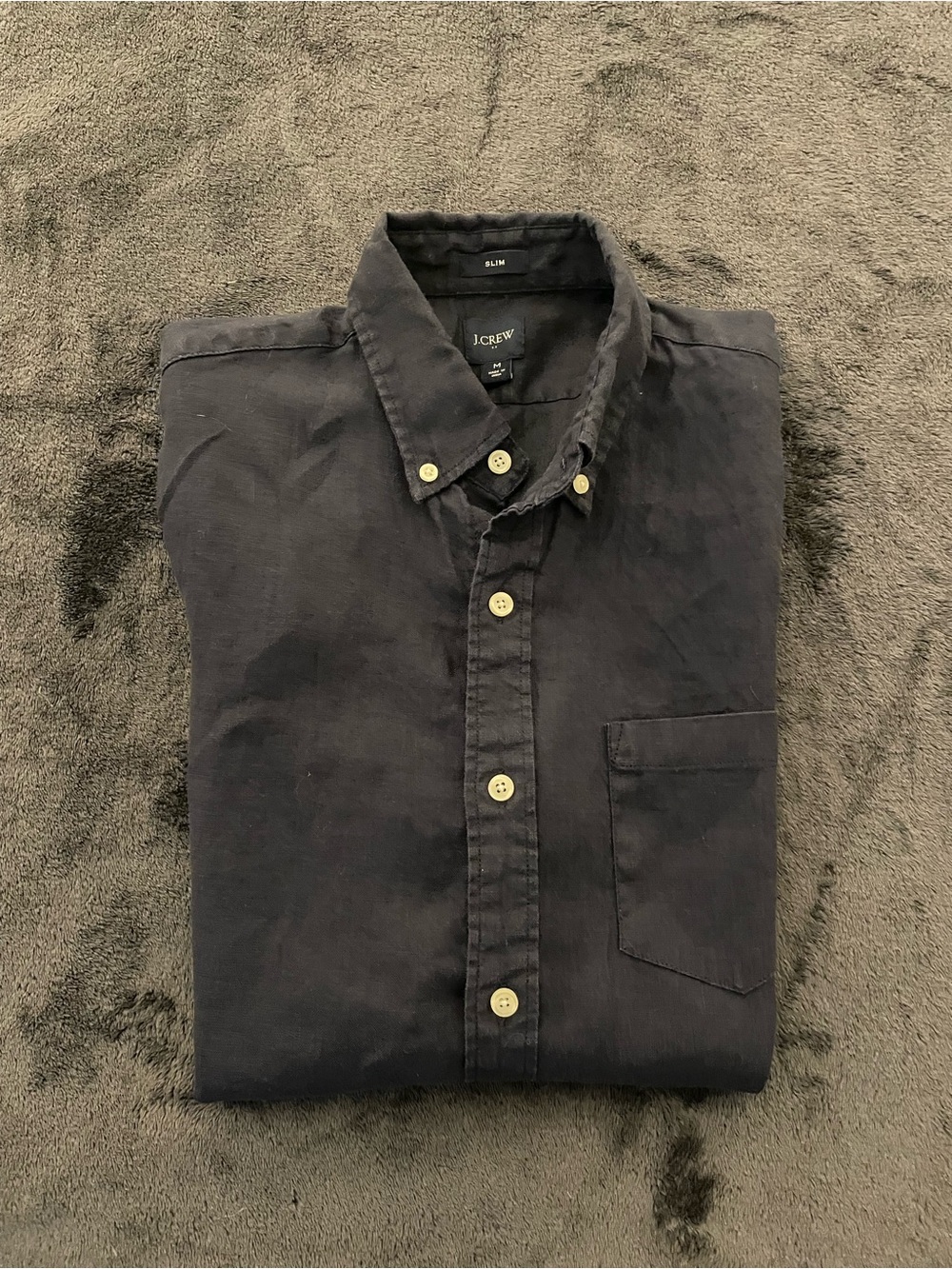 J. Crew Men’s Slim Linen Button-Down M Shirt Navy Blue NWOT